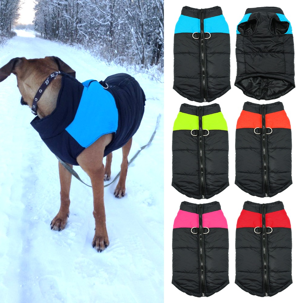 Winter Warm Padded Dog Clothes Waterproof Pet Coats Vest Jacket for Dogs